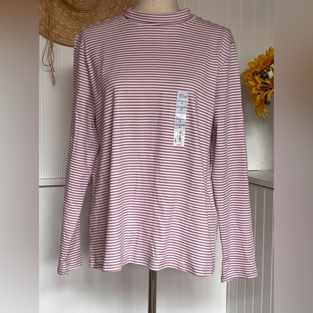Lavender & White Striped Long Sleeve Top NWT